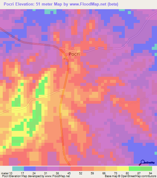 Pocri,Panama Elevation Map