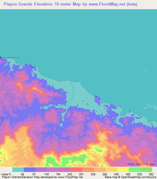 Playon Grande,Panama Elevation Map