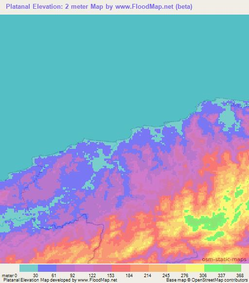 Platanal,Panama Elevation Map