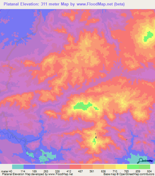 Platanal,Panama Elevation Map