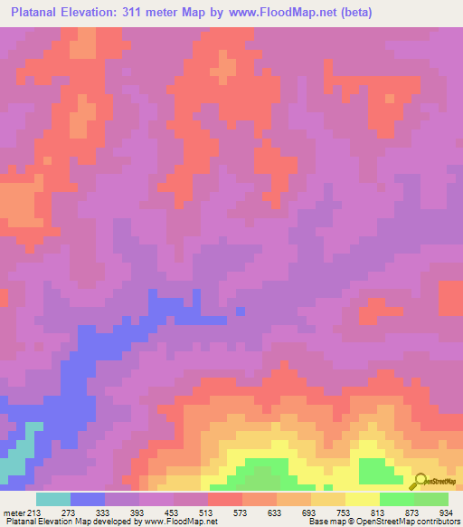 Platanal,Panama Elevation Map