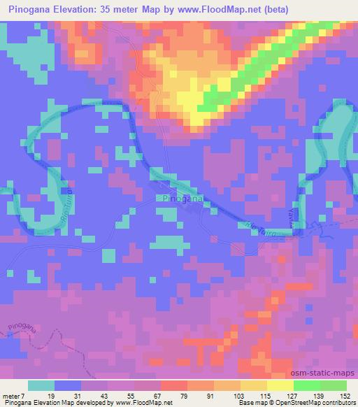 Pinogana,Panama Elevation Map
