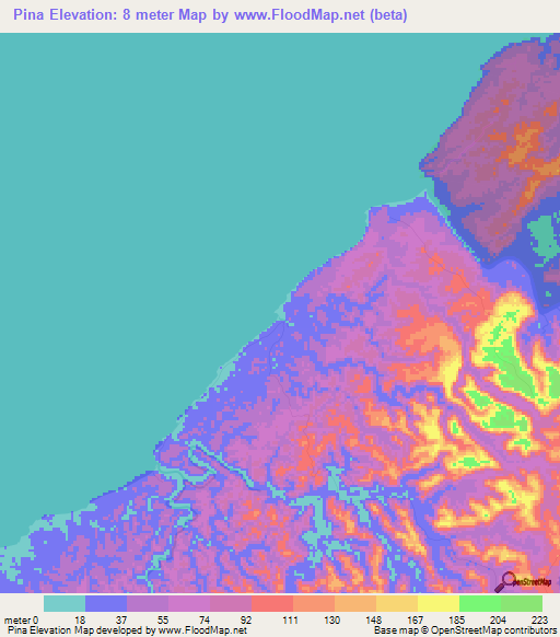 Pina,Panama Elevation Map