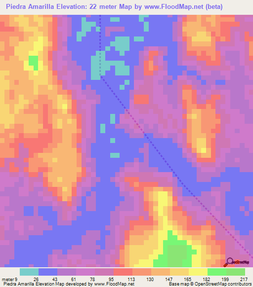 Piedra Amarilla,Panama Elevation Map
