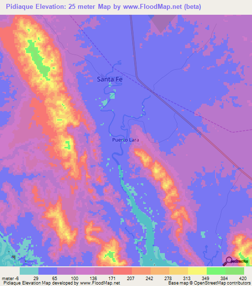 Pidiaque,Panama Elevation Map