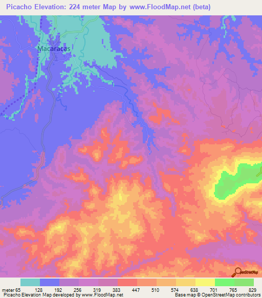 Picacho,Panama Elevation Map