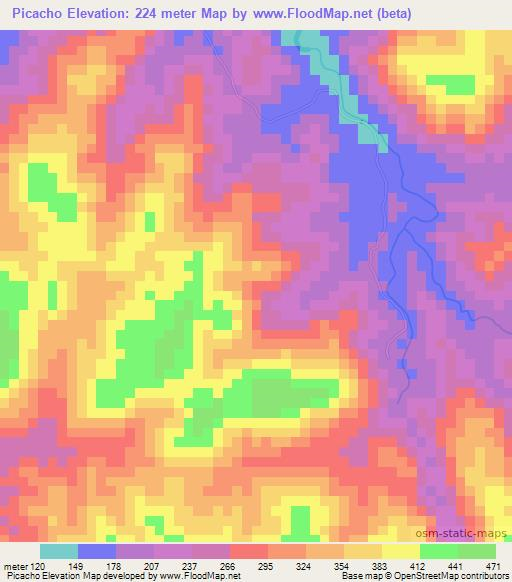 Picacho,Panama Elevation Map