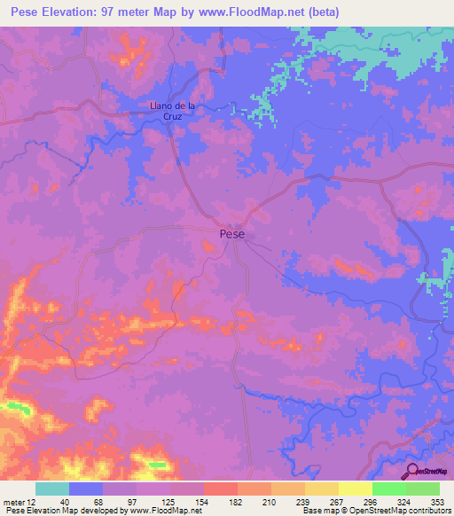 Pese,Panama Elevation Map