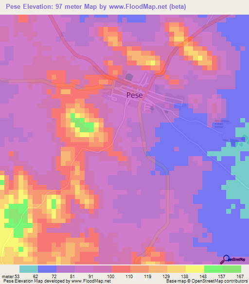 Pese,Panama Elevation Map