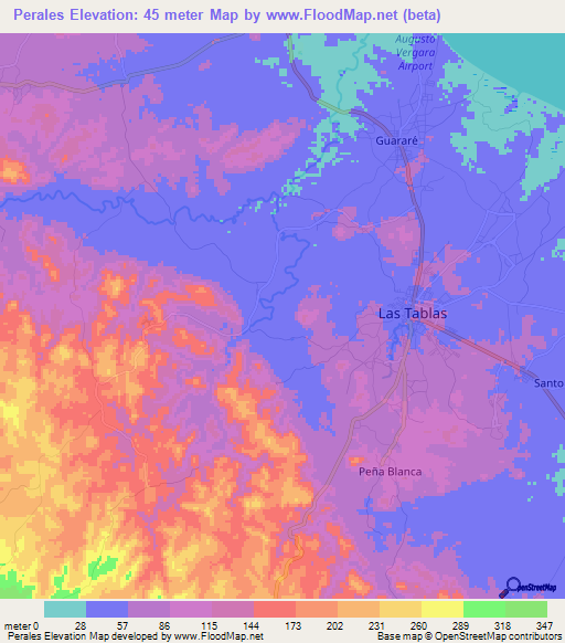 Perales,Panama Elevation Map