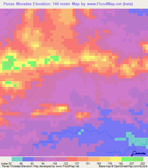 Penas Moradas,Panama Elevation Map