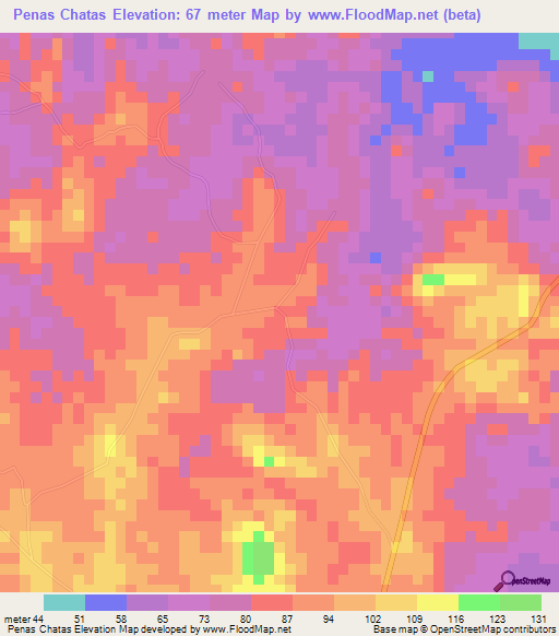 Penas Chatas,Panama Elevation Map