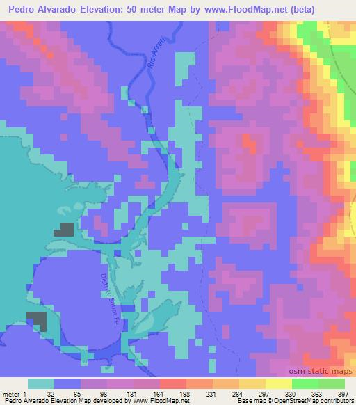 Pedro Alvarado,Panama Elevation Map