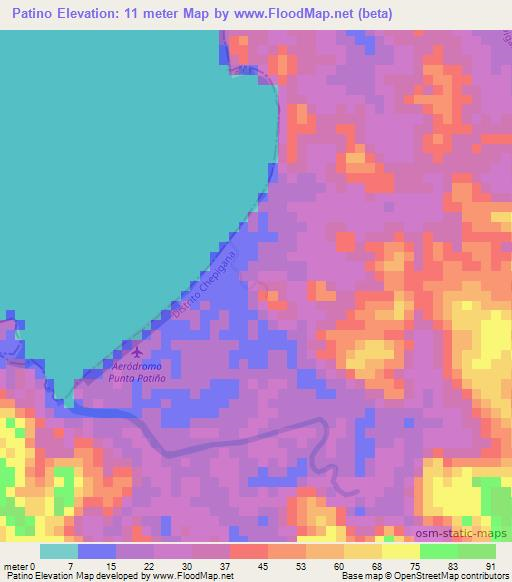 Patino,Panama Elevation Map