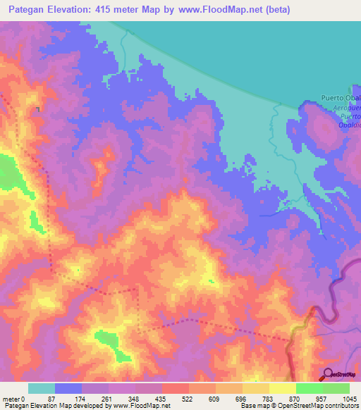 Pategan,Panama Elevation Map