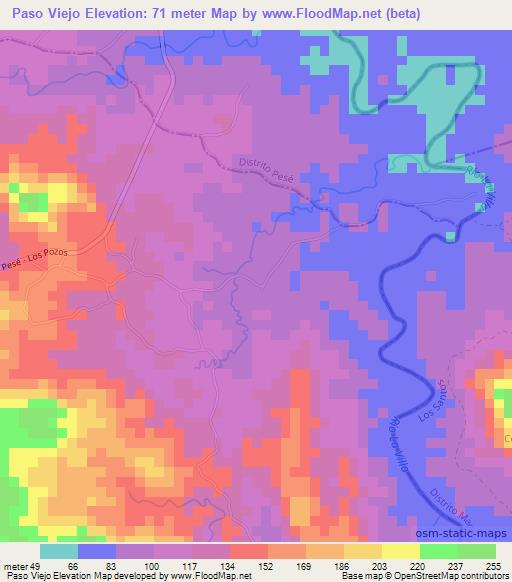 Paso Viejo,Panama Elevation Map