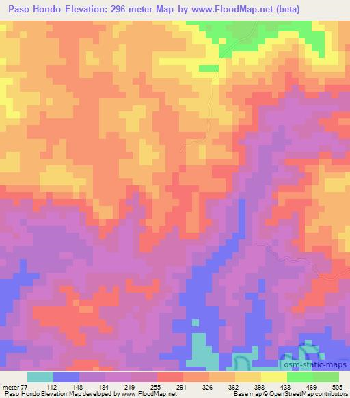 Paso Hondo,Panama Elevation Map
