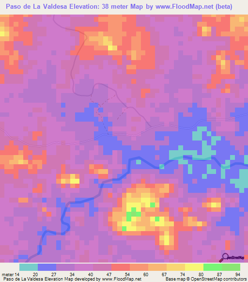 Paso de La Valdesa,Panama Elevation Map