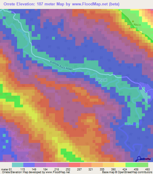 Orrete,Panama Elevation Map