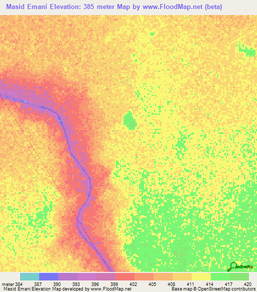 Masid Emani,Sudan Elevation Map