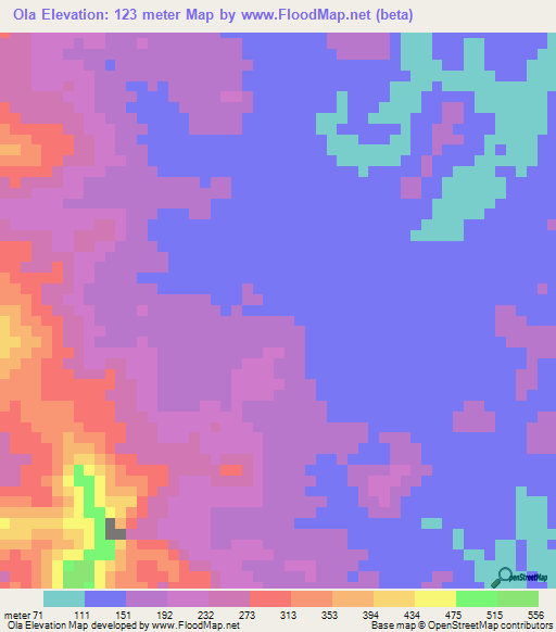 Ola,Panama Elevation Map