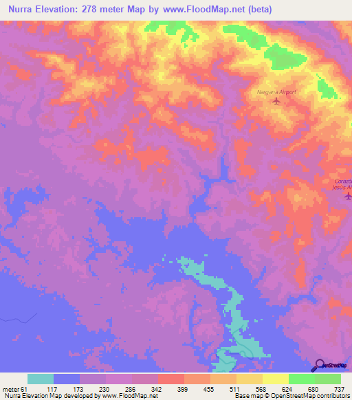 Nurra,Panama Elevation Map