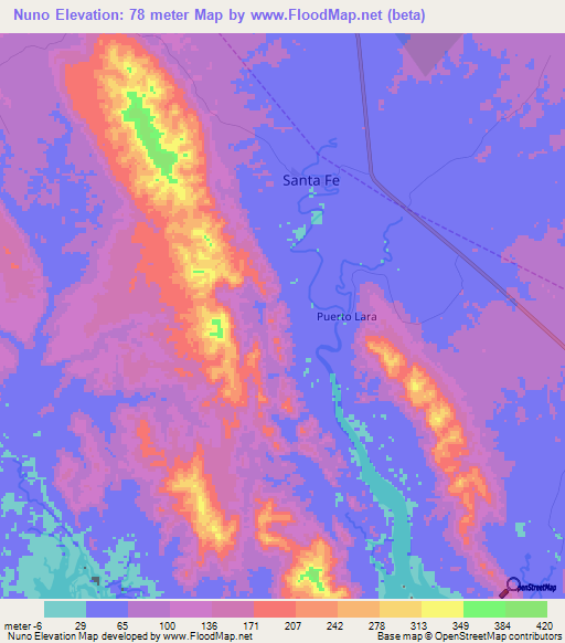 Nuno,Panama Elevation Map