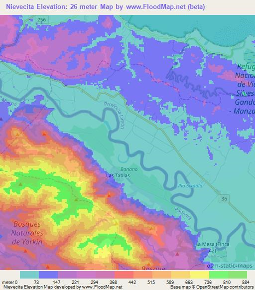 Nievecita,Panama Elevation Map