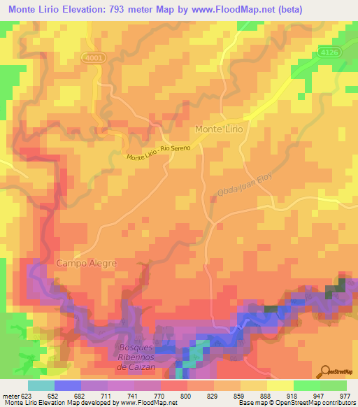 Monte Lirio,Panama Elevation Map