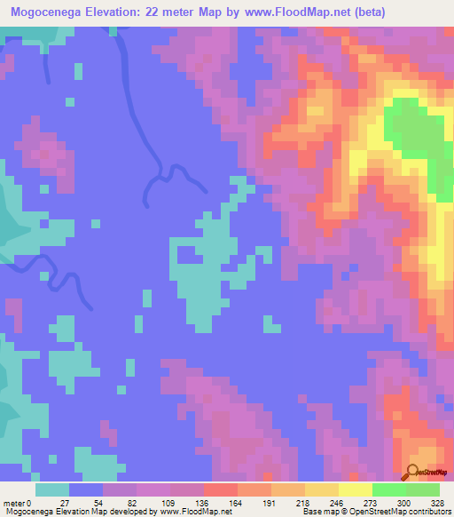 Mogocenega,Panama Elevation Map