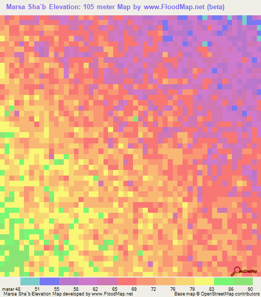Marsa Sha`b,Sudan Elevation Map