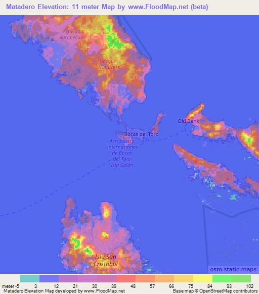 Matadero,Panama Elevation Map