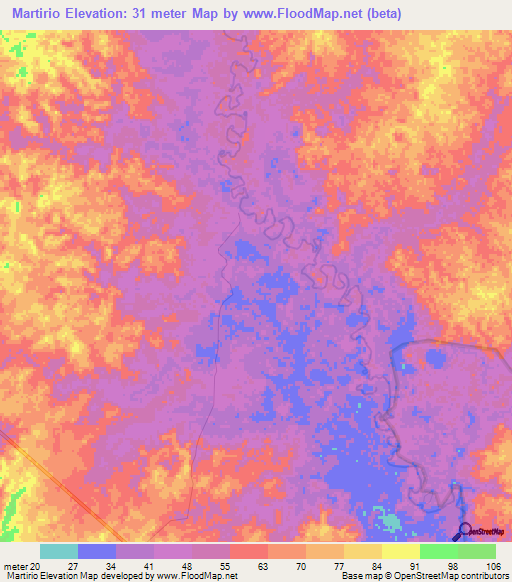Martirio,Panama Elevation Map