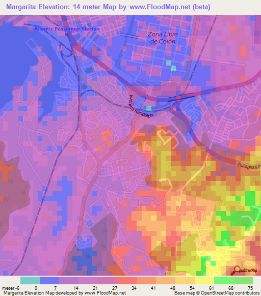 Margarita,Panama Elevation Map