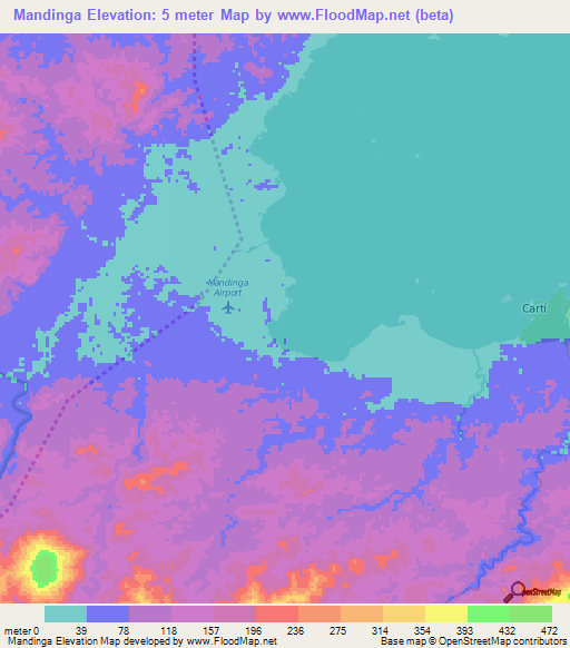 Mandinga,Panama Elevation Map