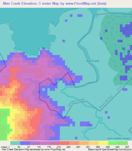 Man Creek,Panama Elevation Map
