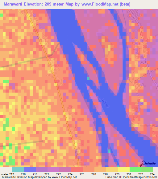 Marawarti,Sudan Elevation Map