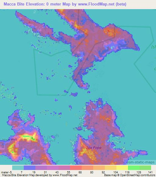 Macca Bite,Panama Elevation Map