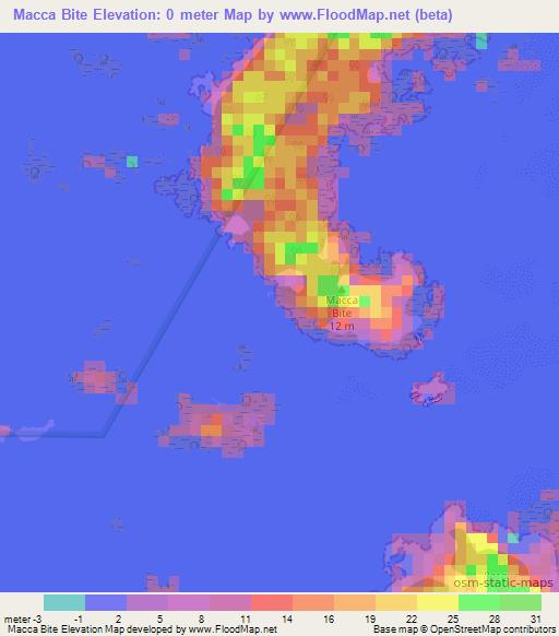 Macca Bite,Panama Elevation Map