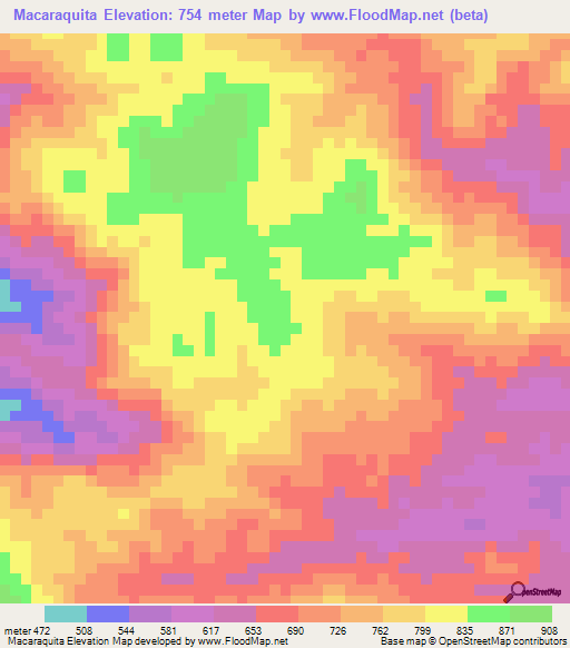 Macaraquita,Panama Elevation Map