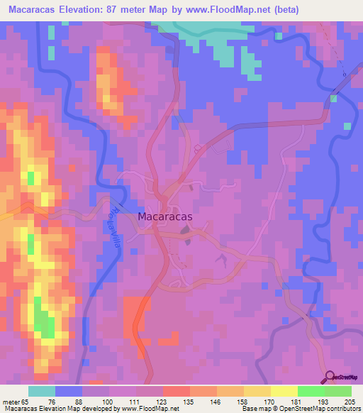 Macaracas,Panama Elevation Map