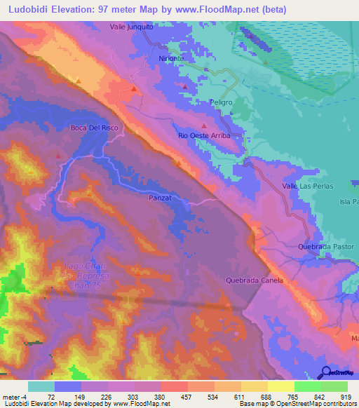 Ludobidi,Panama Elevation Map