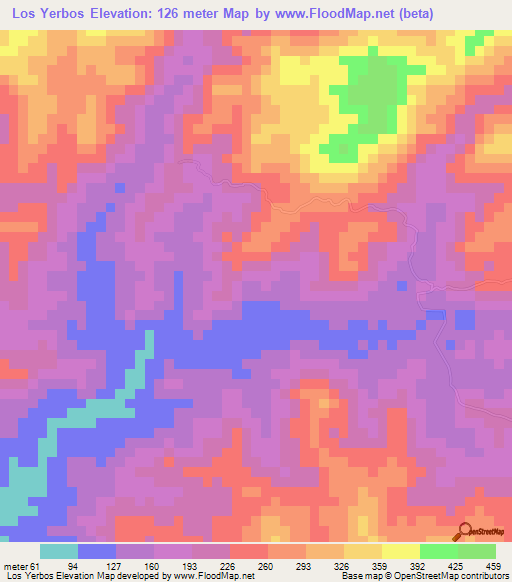 Los Yerbos,Panama Elevation Map