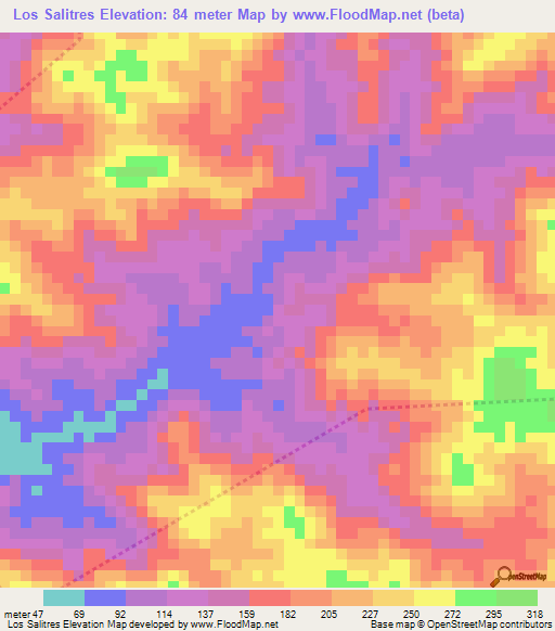 Los Salitres,Panama Elevation Map