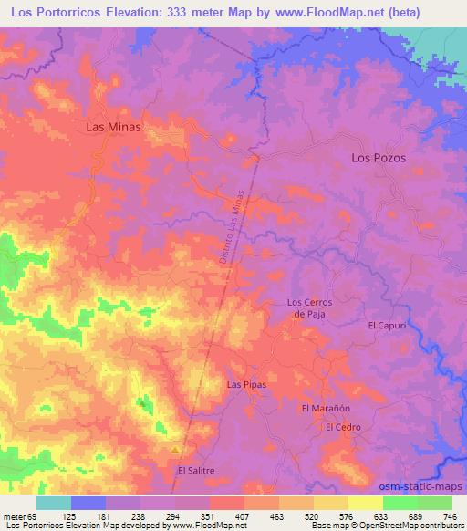 Los Portorricos,Panama Elevation Map