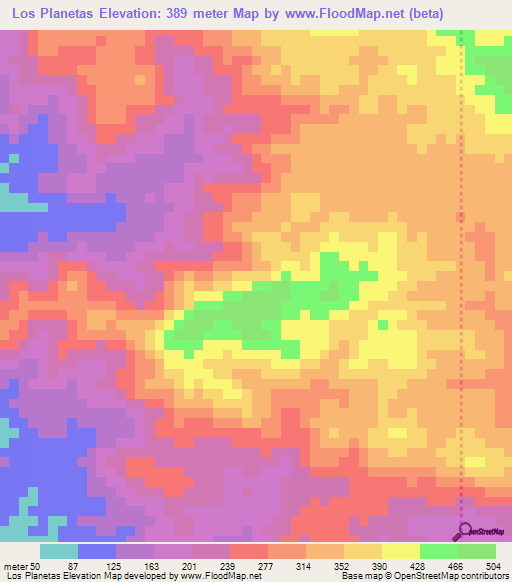 Los Planetas,Panama Elevation Map