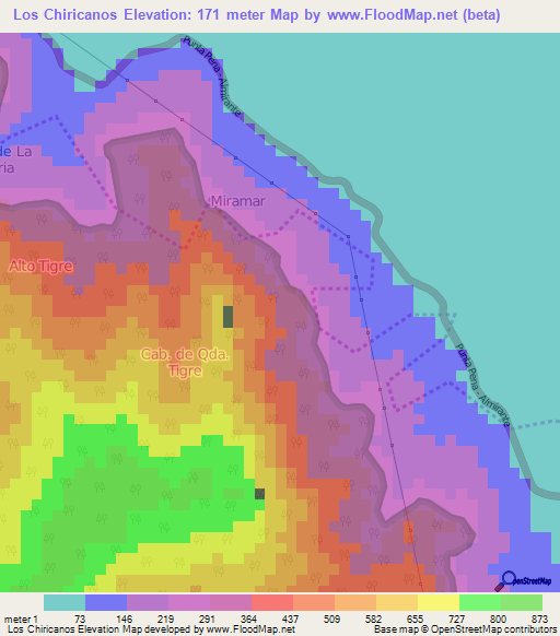 Los Chiricanos,Panama Elevation Map