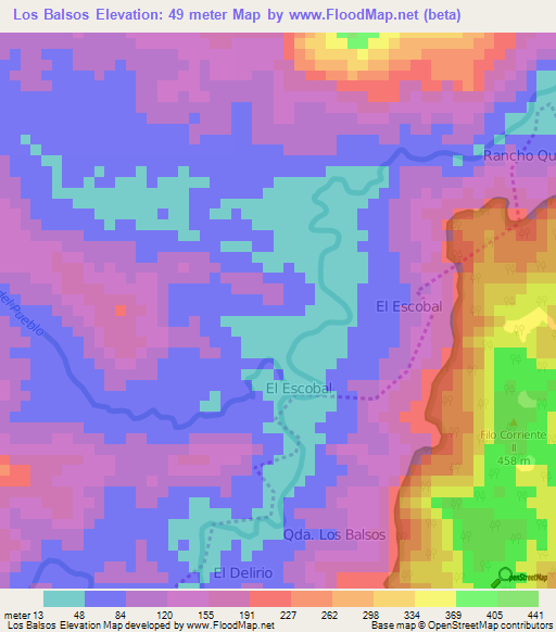 Los Balsos,Panama Elevation Map