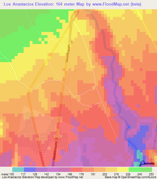Los Anastacios,Panama Elevation Map