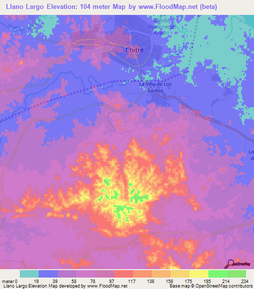 Llano Largo,Panama Elevation Map